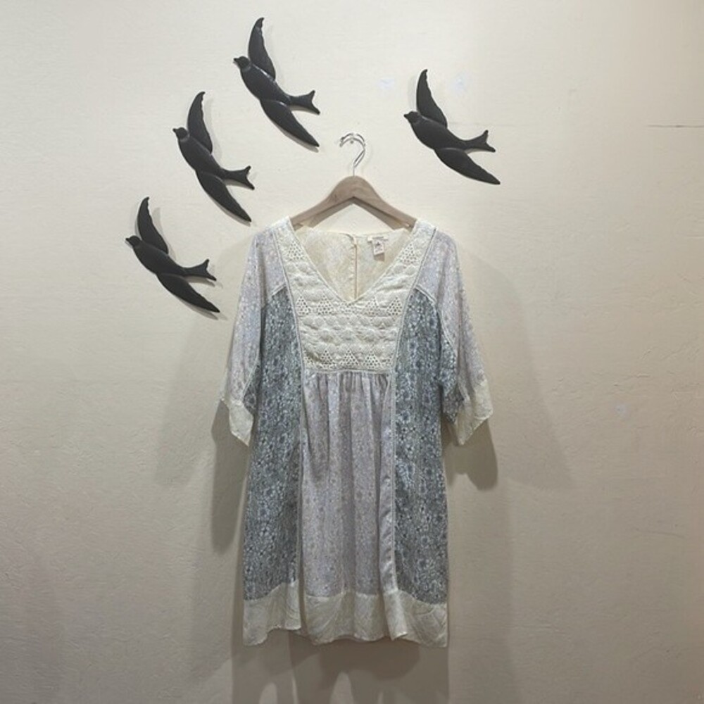 Sundance Everyday Dream Kimono Sleeve Lace Crochet Trim Patchwork Floral Dress M